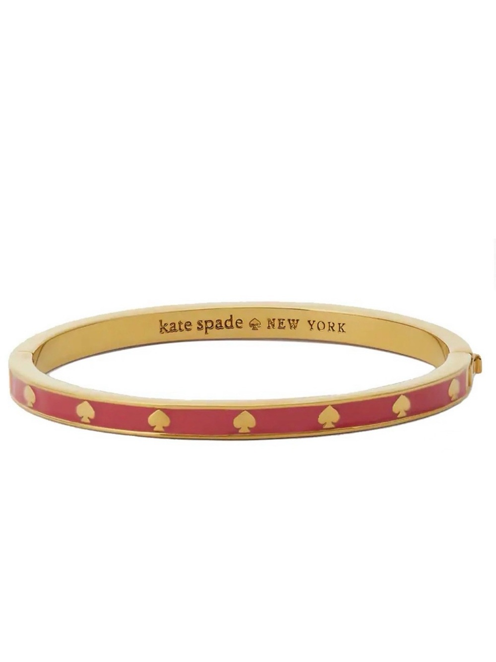 Kate spade | NWT Pink Peppe Enamel Gold-Tone Heart Bangle Bracelet